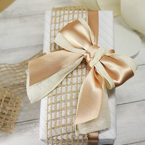 Miniatura 4 de CT CRAFT LLC Cinta de lona marfil con alambre de 2.5 pulgadas x 10 yardas para Navidad, decoración del hogar, decoración del árbol, lazo para