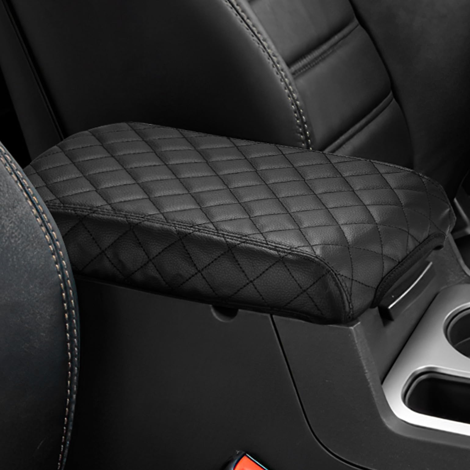 JOYTUTUS Center Console Cover Compatible with 2008-2014 Challenger, Leather Arm Rest Armrest Cover for Car, Durable Middle Console Cover, Car Arm Rest Cover Replacement