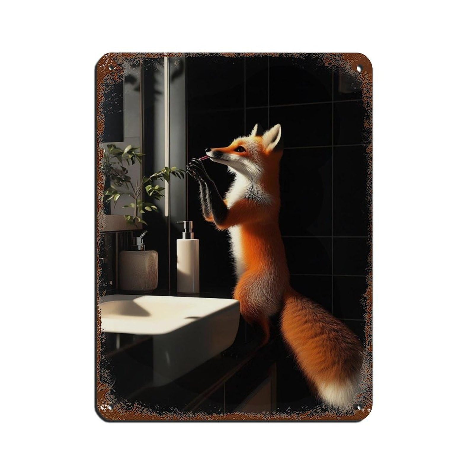 Adorable Fox, Cute Fox for Bathroom Tin Sign Vintage Metal Pub Club Cafe Bar Home Wall Art Decoration Poster Retro 12x16inch(30x40cm)