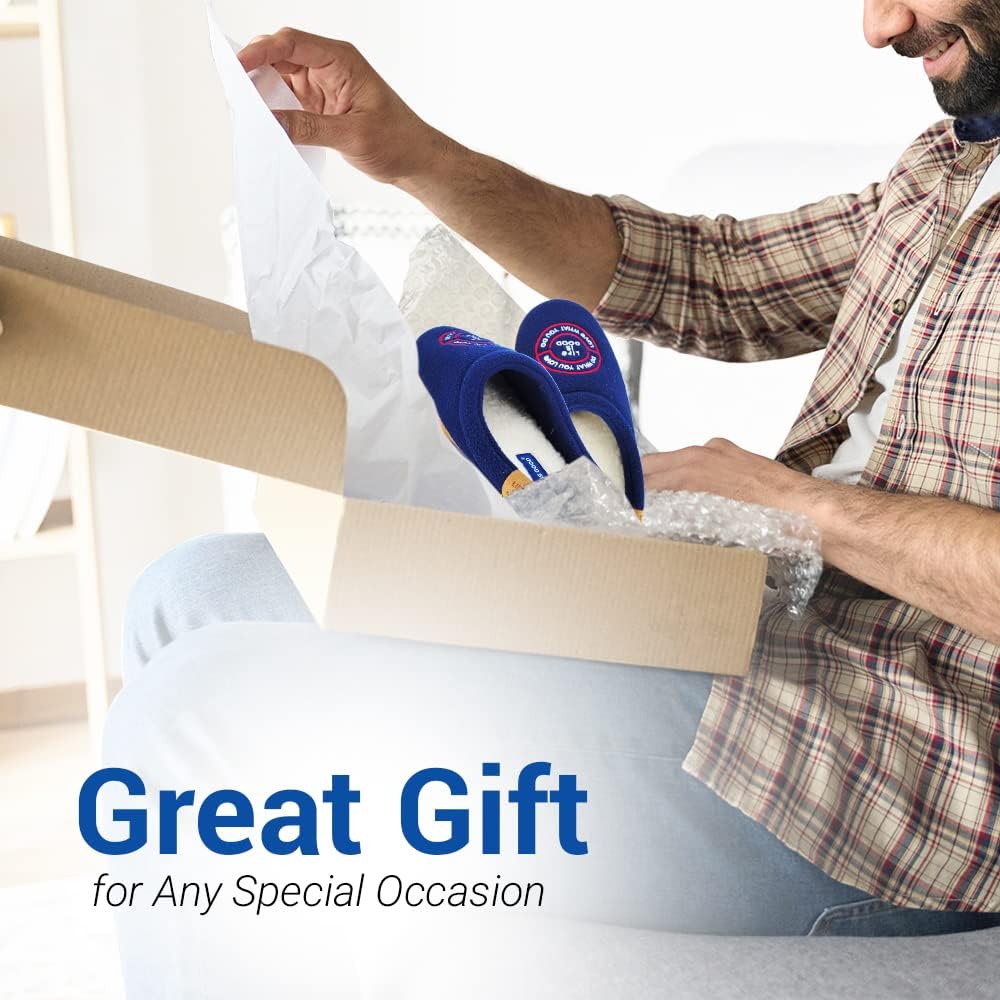 Life is Good Men's Open Back Fleece Slipper, 303593M - Suede & Fleece Indoor/Outdoor Plush & Cozy with Soft Foam & Rubber Sole Slippers, Darkest Blue - Do What You Love, 10 - Image 8