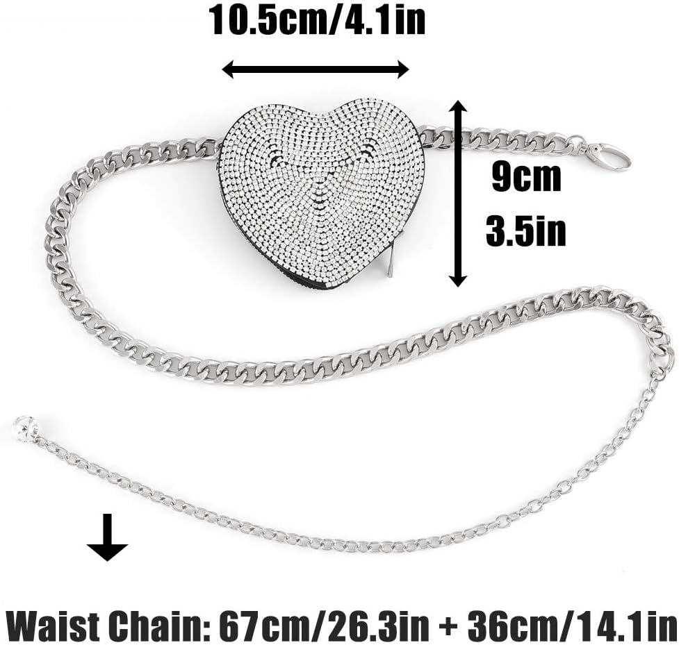 ELABEST Glitter Mini Fanny Pack Rhinestone Crossbody Coin Purse Leather Waist Bag Wallet Party Bag for Women - Image 3