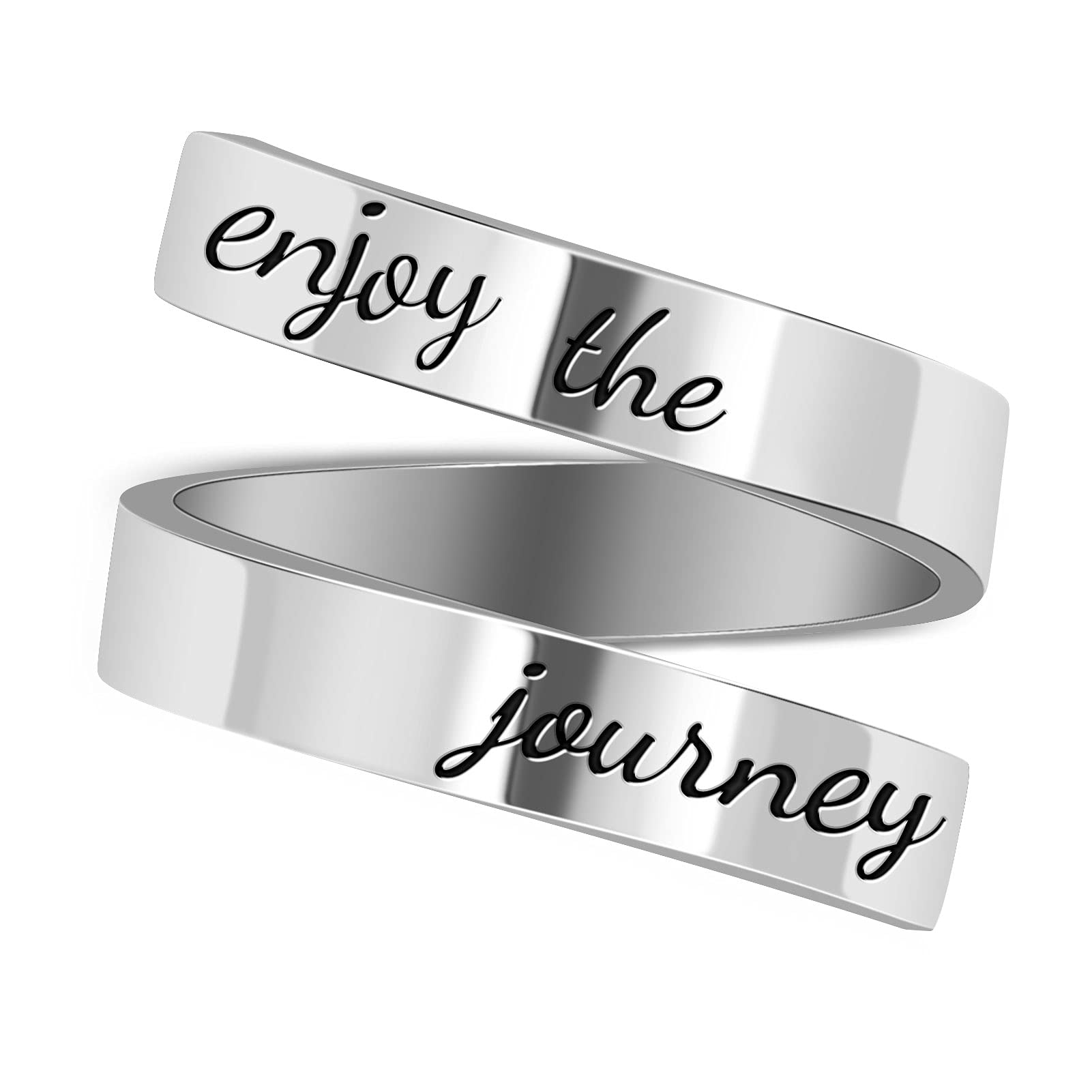 Keep Going Engraved Inspirational, Open Adjustable Finger Ring, Surgical 316L Stainless Steel Statement Rings Gifts for Women Teen Girls