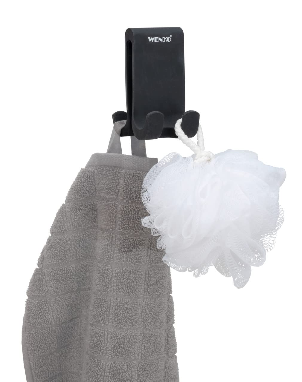 WENKO Double shower hook Verna Duo, wall hooks made of silicone for shower cabins with a wall thickness of up to 10 mm - Image 2