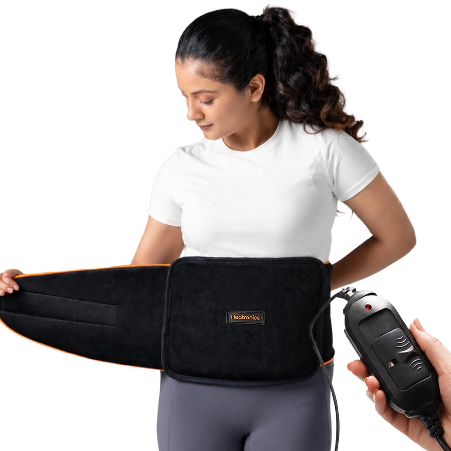 HEATRONICS® Multipurpose+ Orthopaedic Electric Heating Pad for Back Pain + Period Cramps Relief | LARGE SIZE | Pain Relief Heating Belt with Temperature Controller for Lower Back, Knee, Shoulder, Cramps, and Neck Pain Relief (3 Heat Levels / Steel Blue)-image-1