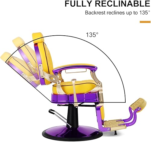 Miniatura 4 de Artist hand Silla de peluquero retro, sillas de peluquería resistentes, silla de salón vintage, silla reclinable hidráulica, amortiguación