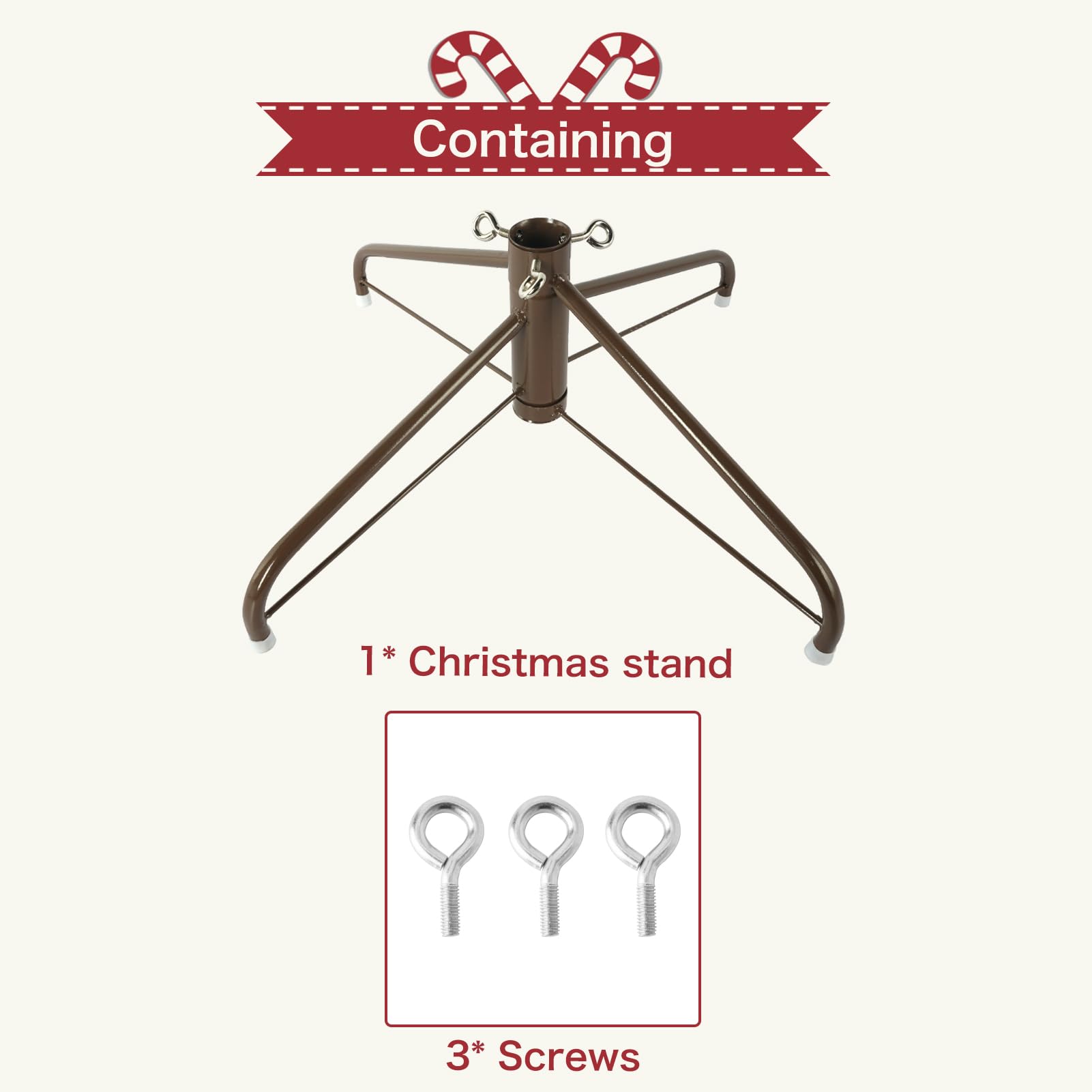EZYDECOR Support de sapin de Noël marron de 50 cm, base de sapin de Noël en métal massif de rechange pour arbres artificiels, décoration d'intérieur (marron) 50 cm