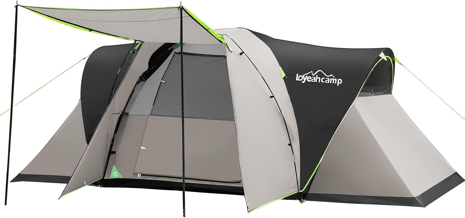 8 Person Larger Extended Dome Camping Tent with 3 Rooms