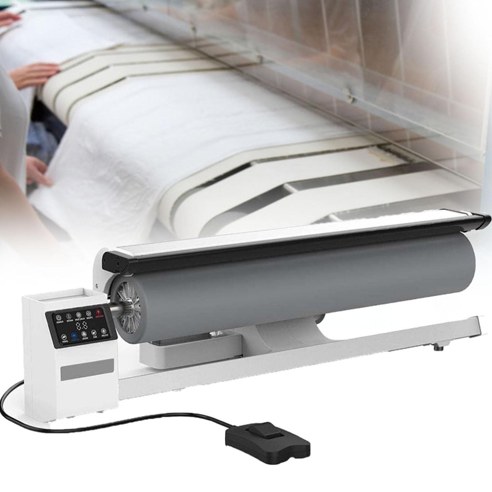 Oiyekntd Rotary Steam Roller Ironer, Steam Press Machine with LED Touch Screen, Foot Pedal Control, Continuous Steam for Home and Commercial Use, for Bed Sheets and Pillowcases