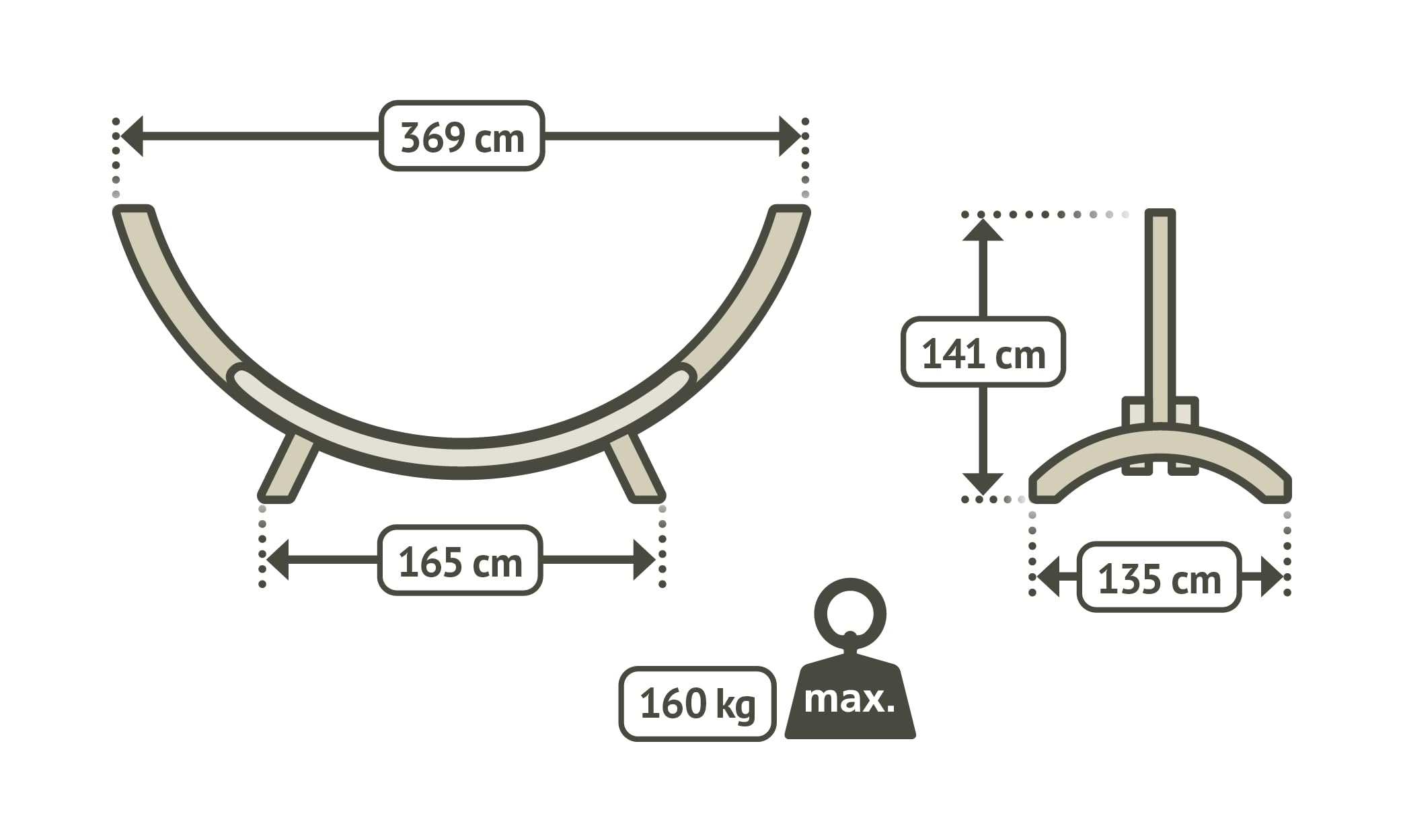 LA SIESTA® Alisio Amaca semplice con barra e supporto in legno – Supporto per amaca da esterno interno resistente alle intemperie, amaca sospesa, tela per amaca su piede in legno per 2 persone – Sea