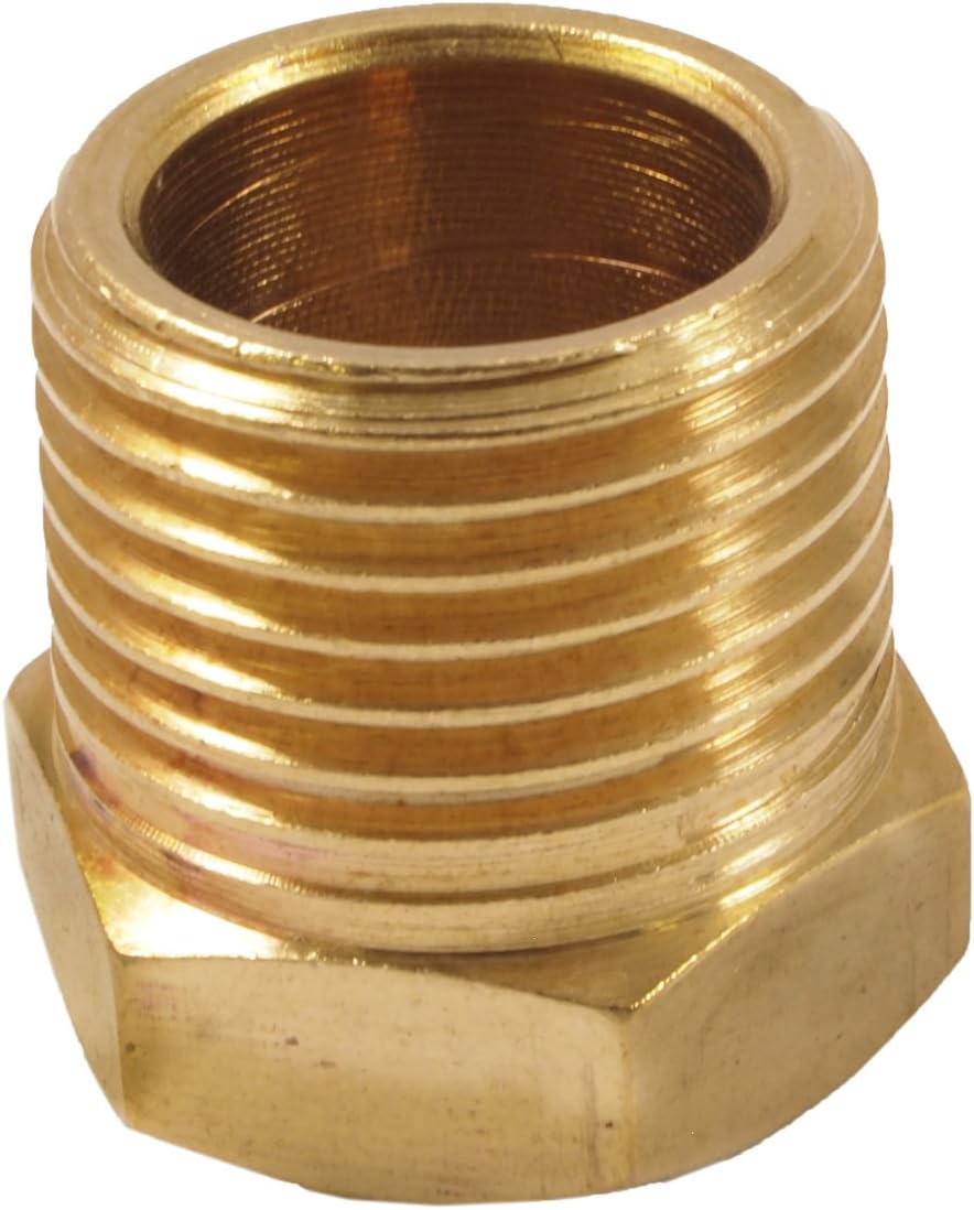 Forney 75536 Brass Fitting, Bushing, 3/8-Inch Female NPT to 1/2-Inch Male NPT