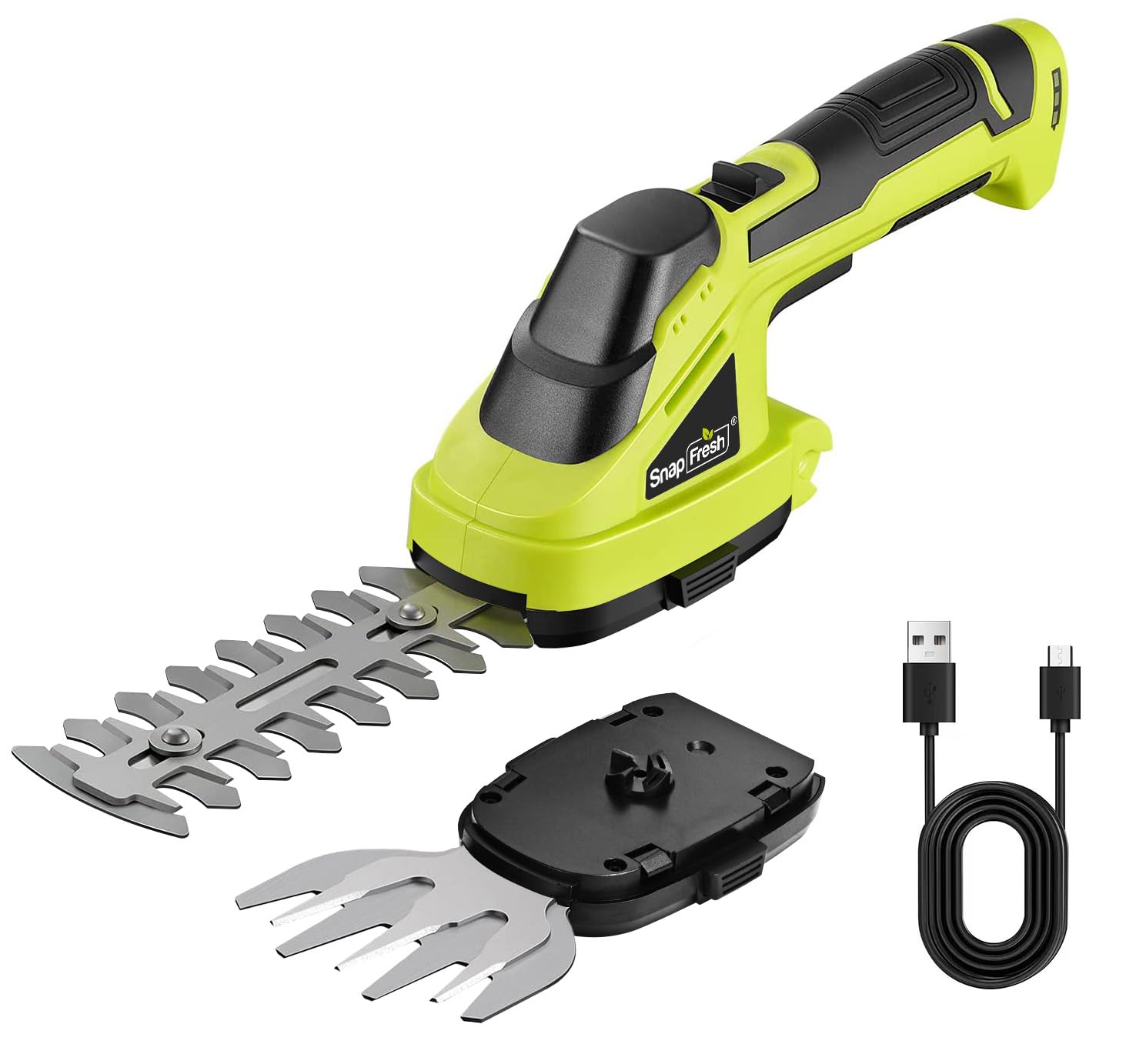 SnapFresh 2 in 1 Hedge Trimmer Cordless Grass Shear 8V Bush Cutter Lightweight Portable Electric Hand Held Hedge Trimmer with Charger