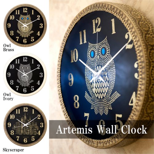 Amazon.co.jp: 【静音/連続秒針】アルテミスウォールクロック【Owl