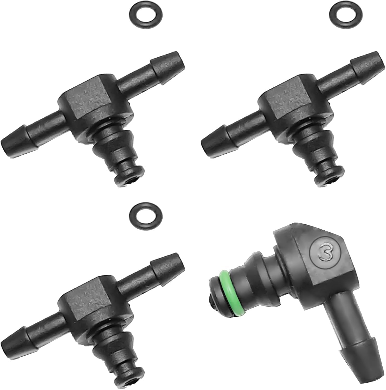 4pcs Common Rail Diesel Injector Leak Off Pipe Return Connectors Fits Bosch 110 Injectors | 3 T's & 1L Connector | Durable Fuel System Connections | Automotive Parts