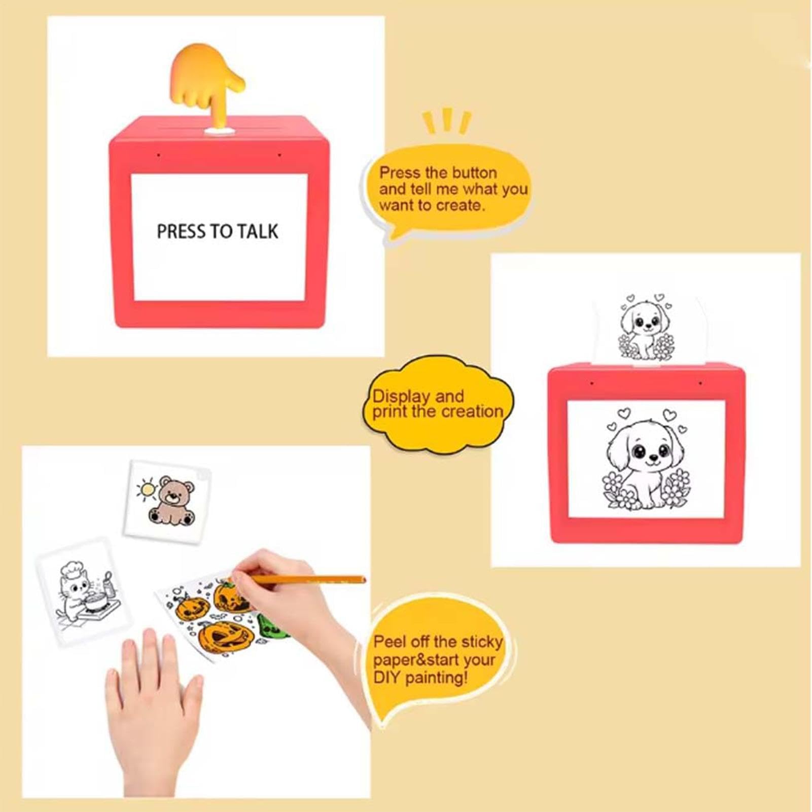 Stampante per Sticker Box Macchina Intelligente Portatile Senza Inchiostro | Mini Stampante per Adesivi Portatile Senza Inchiostro per Bambini e Bambine Famiglia e Casa Apprendimento In