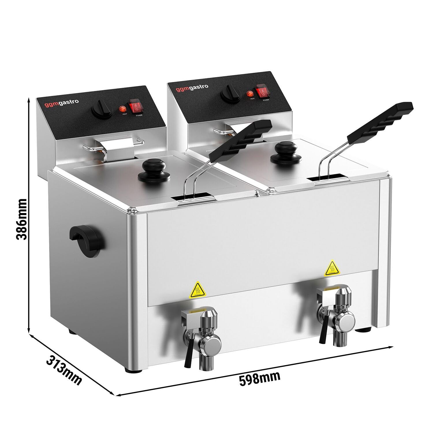 GGM Gastro Elektro Doppelfritteuse 2x8L 6,5kW | Ideal für den Dauereinsatz, hochwertige Edelstahlkonstruktion, schnelle Reinigung, hohe Standfestigkeit, komfortabel