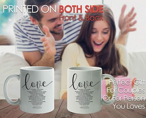 Miniatura 5 de Taza de café con versículo de la Biblia  Love Is Patient, Kind 1 Corintios 134-8  Arte de citas cristianas para cuarto de niños Versículos de la