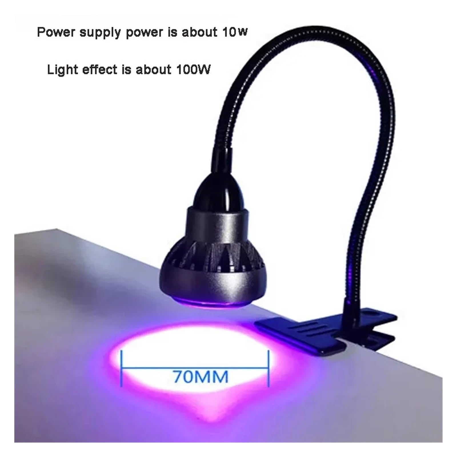 Światło UV, Clip-on 100W UV ultrafioletowa koloidalna lampa utwardzająca 365nm 395nm 405nm klej żywiczny klej bezcieniowy zielony olej naprawa płyty elektrycznej(395nm)