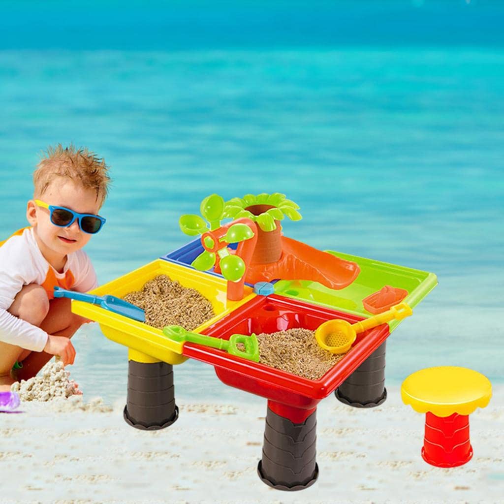 harayaa Strandspieltisch, Sand Und Wasserspielzeug, Eimer Und Schaufel für Kinder, Multifunktional, Tragbar, Fördert Die Kreativität, Geeignet für Strand, Ba, 45x45x35cm