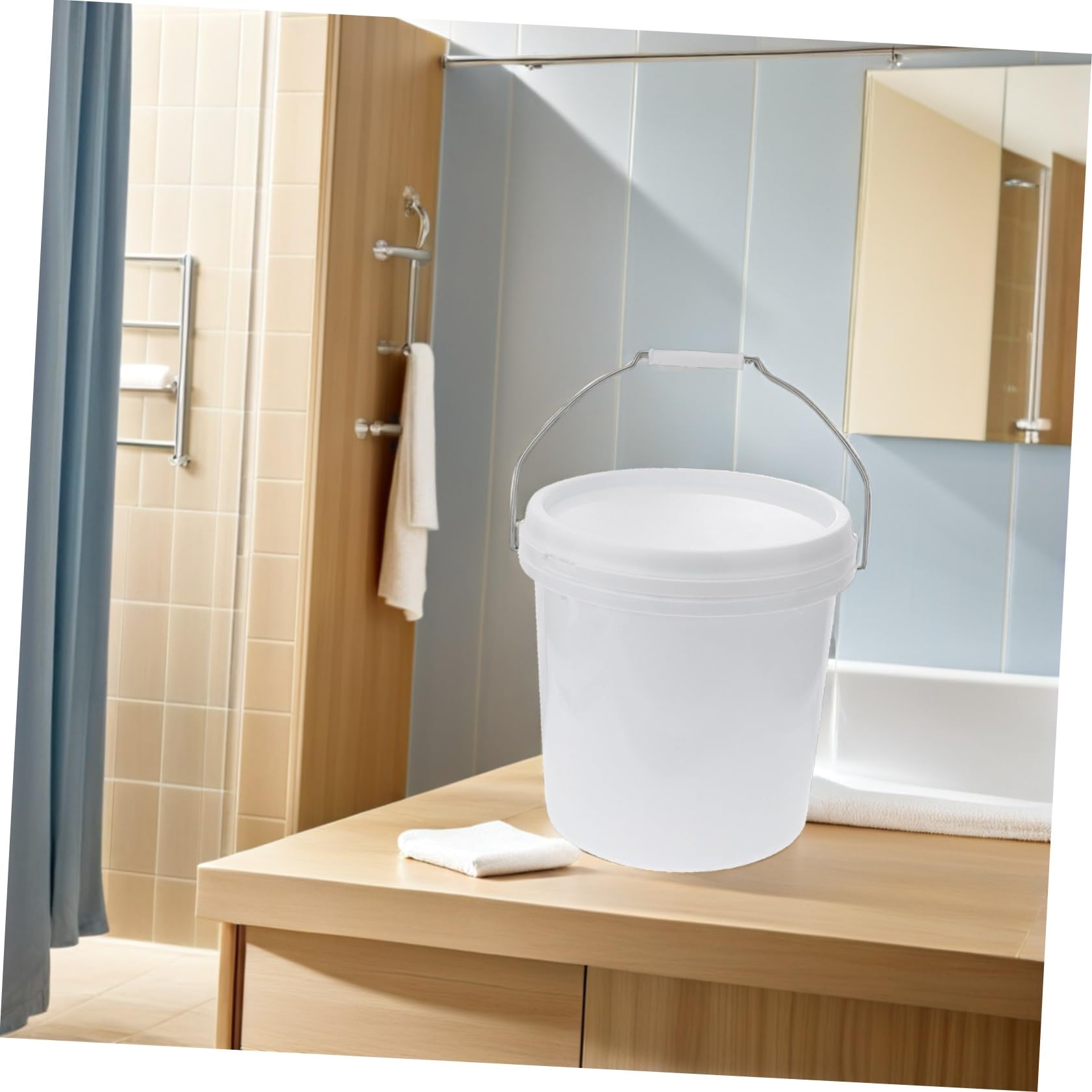 Secchio Manico Coperchio di 5l Plastica Bianco Vernice