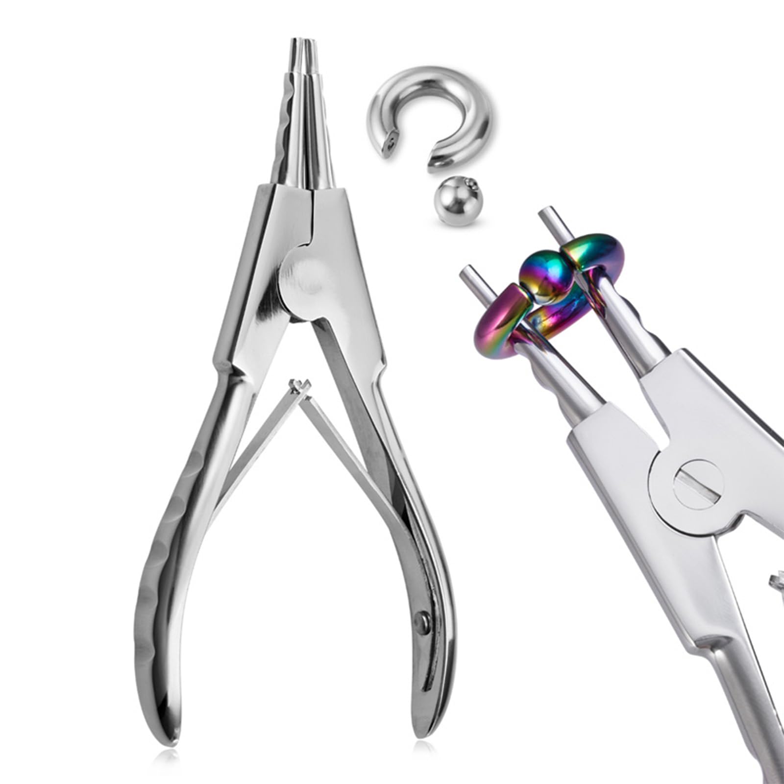 DJCIW Kit de piercing de oreja y nariz, kit de piercing de herradura para todos los piercings, acero inoxidable 316L, 14G, agujas de perforación cónico y kit de abrazaderas desechables
