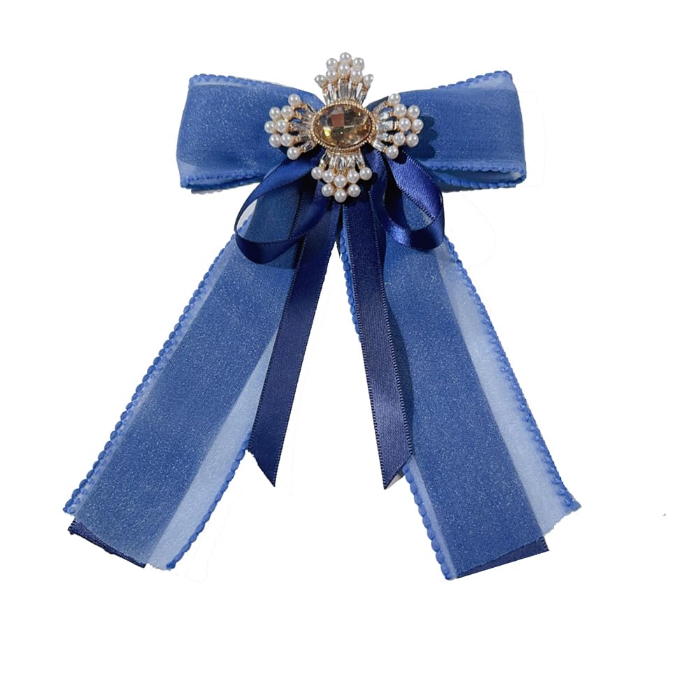 Retro Chic Ribbon Bow Tie Brooch Pins for Women Girls Uniform Pre-Tied Bowknot Corsage Party Ceremony Accessories