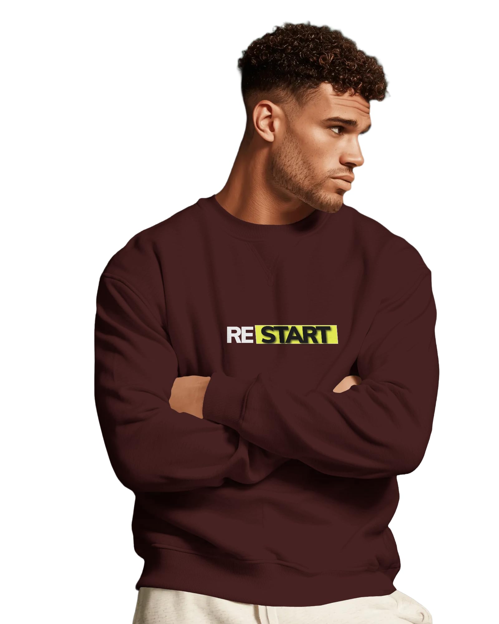 Premium 300 GSM 100% Cotton Men’s Sweatshirt - 'Re-Start'