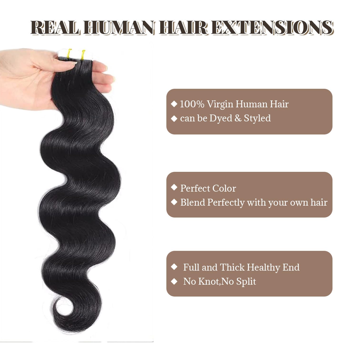 Amazon.com : Tape in Hair Extensions Human Hair Body Wave 