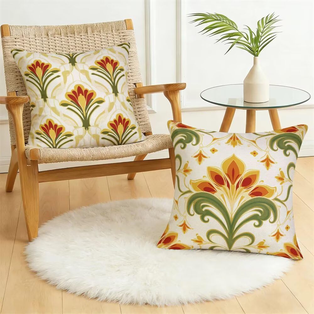 Federe Cuscini da Esterno Impermeabili 65x65 Boho Copri Cuscini per Divano Floreale Federa Cuscino Moderno Decorativi Copricuscini per Divano Giardino Patio Soggiorno Copricuscino Set di 2 (IU287)