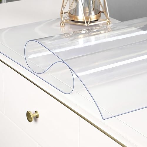 Protector de mesa de comedor, cubierta de mesa transparente, mantel de PVC ecológico, tapete rectangular de plástico para escritorio, 60 × 9080 ×