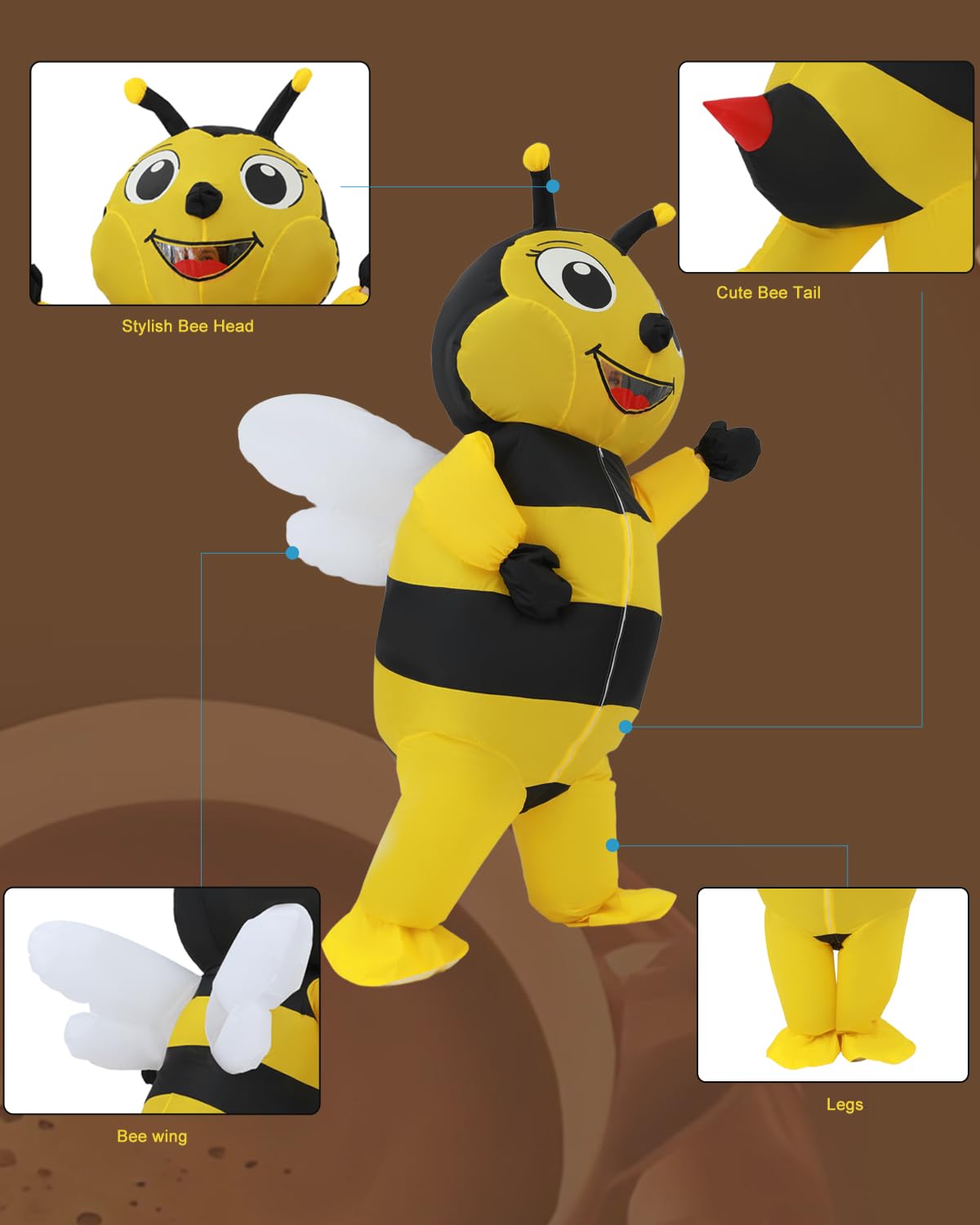 FXICH Inflatable Bee Costume for Adults Inflatable Costumes for Men and Women Full Body Bee Costume, Unusual Funny, Halloween,Christmas - Image 2