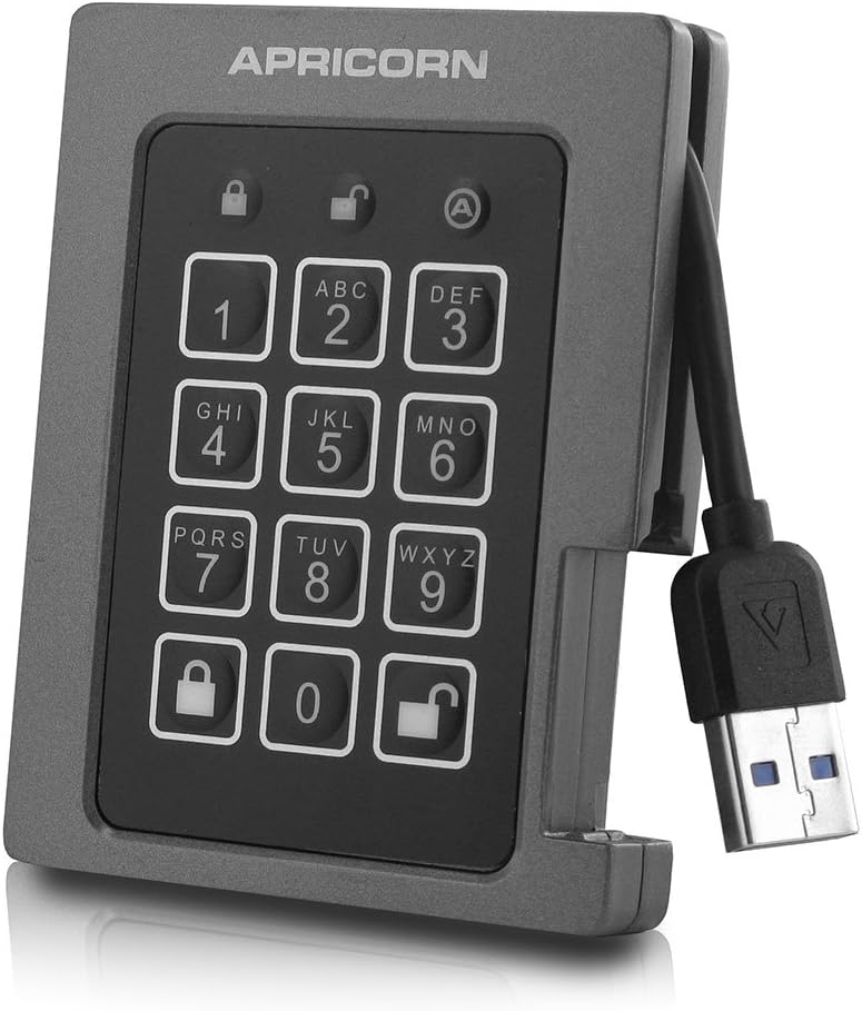 Apricorn Aegis Padlock SSD - USB 3.0, A25-3PL256-240F Portable Storage - HD1373 ASSD-3PL256-240F