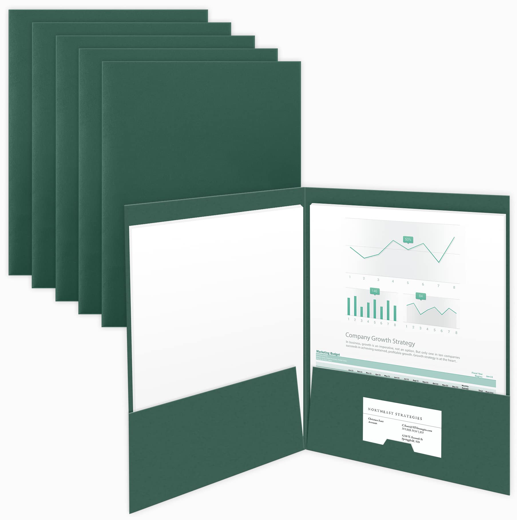 The Gallery Collection9 x 12 Two Pocket Presentation Folders - Perfect for Sales Material, Important Documents & More, 25 Pack (Green)
