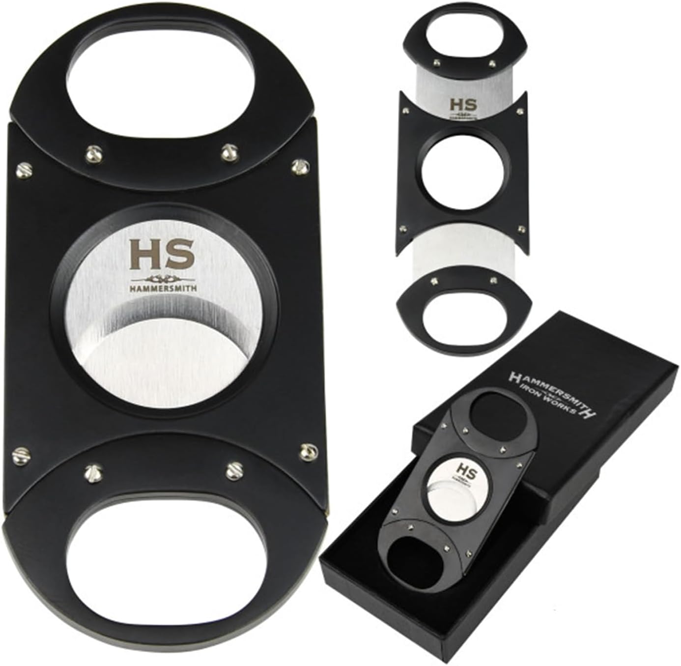Hammersmith Deluxe Guillotine Cigar Cutter, Precision Double-Bladed Cigar Clipper, Ergonomic Design with Finger Rests, Perfect Cigar Gifts for Men, Accommodates Up to 60-Ring Gauge