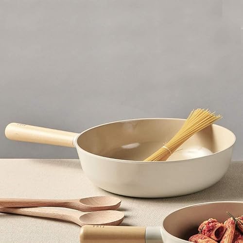 Miniatura 5 de FIKA Wok antiadherente de 10 pulgadas con mango de madera, utensilios de cocina compatibles con inducción para todas las estufas, sartén de