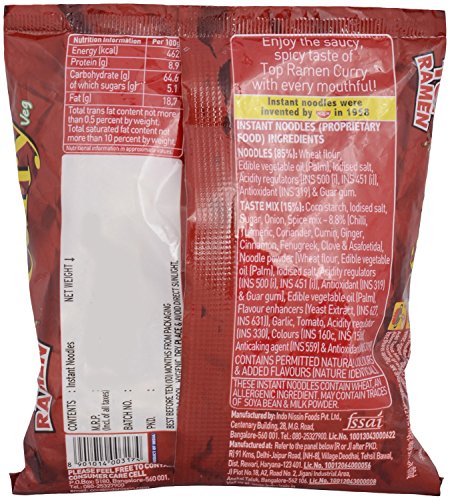 Image of Top Ramen Vegetarian Noodles - Curry, 70 Grams Pack