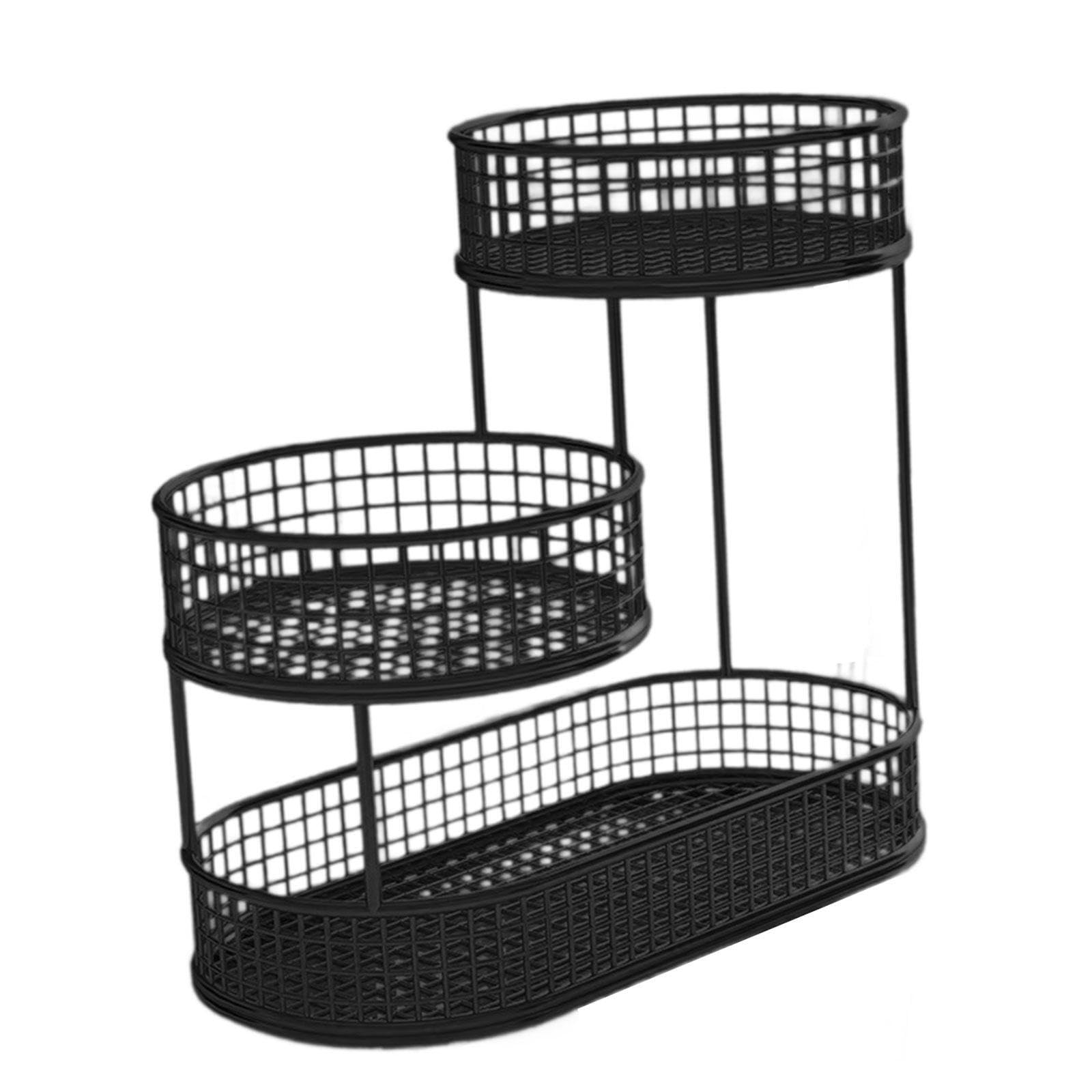 Twisaxc Black 3 Tier Fruit Basket Stand Metal Mesh Organizer Holder For Fruits Vegetable Bread And Snacks Countertop Vegetable Bowl Kitchen Countertop Rack Eggs Onion Potato Bread 40X32cm