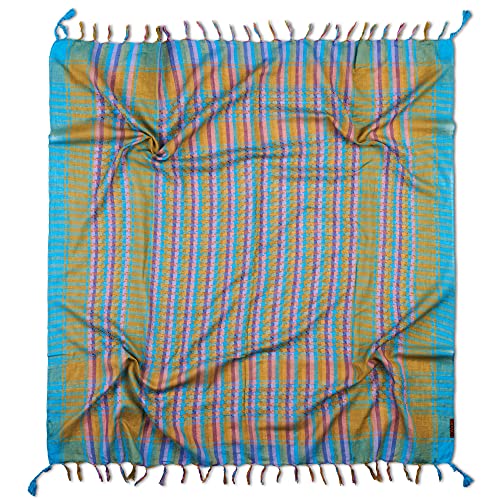 Lovarzi Shemagh Scarf Men Cotton Desert Tactical Neck Gaiter Scarf Blue Bandana Keffiyeh Rainbow Arabic - Hiking Paintball Stuff - Face Cover Up For Dust Sand #TOP6