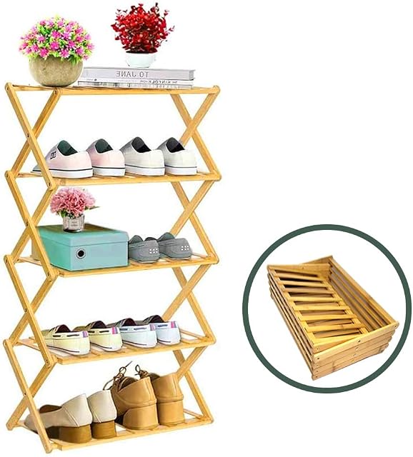 Rayuda Foldable Large Shoe Rack with 5 Tier Stable and Durable, 89 x 49 x 25 cm, Suitable for Living Room, Balcony and Bathroom as Decorative Racks and Flower Stand.