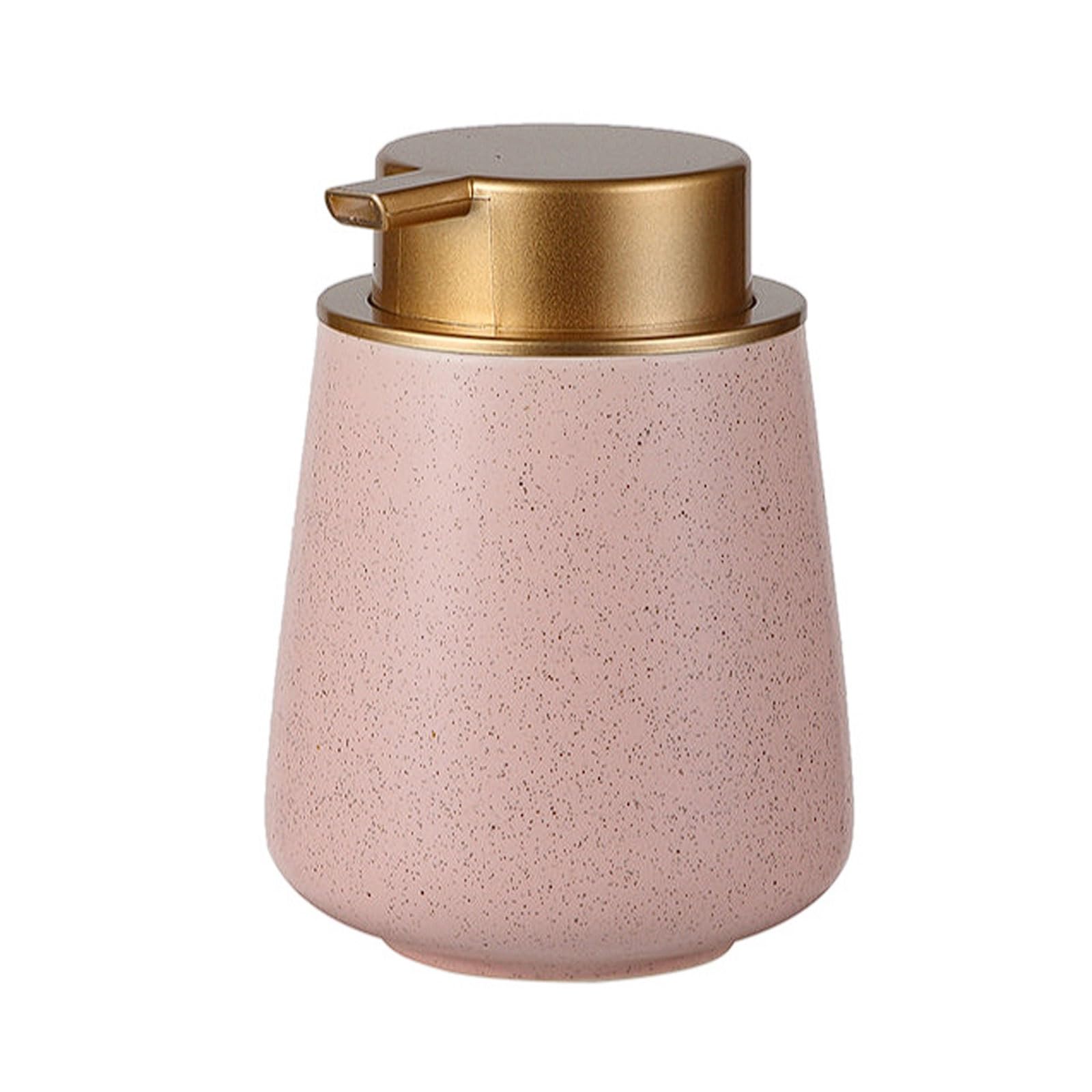 Ceramic Soap Dispenser Tapered Design, Stable Base, Countertop Manual for Kitchen Shampoo Body Wash(Rose)
