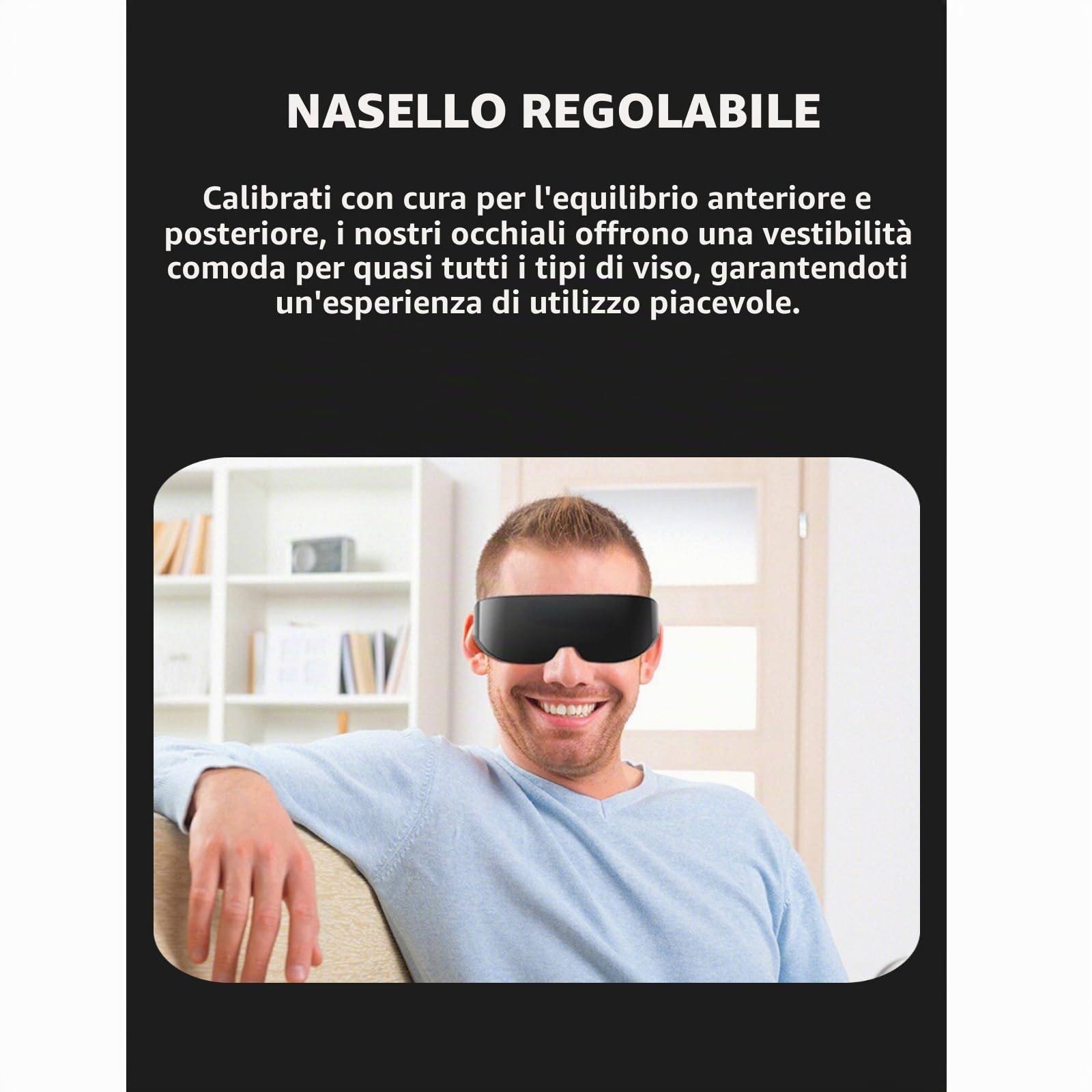 Occhiali 3D Intelligenti, Occhiali 4K HD IMAX Gaint Screen 3D con Correzione della Miopia, Occhiali per Cuffie VR Compatibili con la Miopia, Occhiali per Videogiochi con Visione
