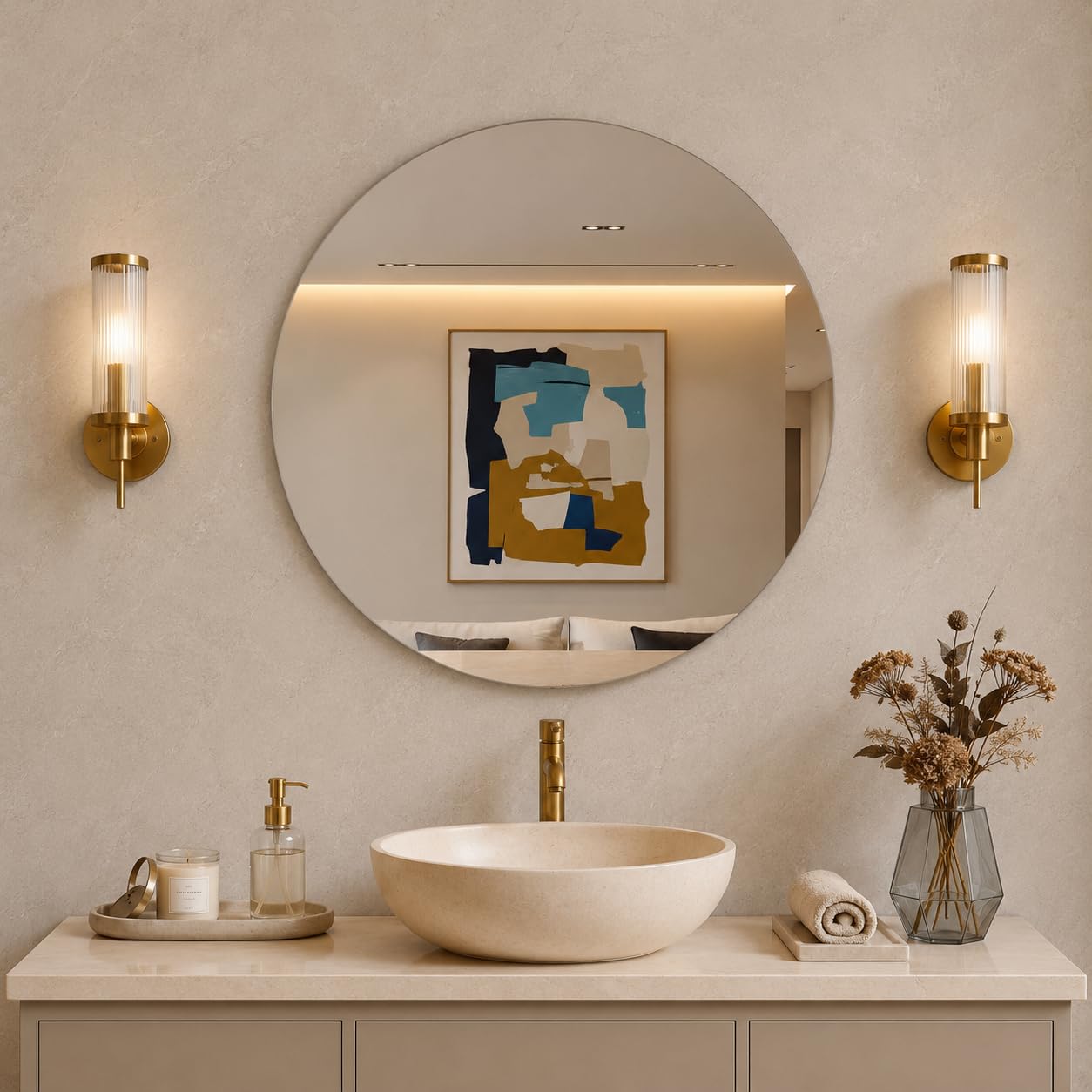 NEVEX LED Wall Mirror - Frameless Vanity Mirror with Light -5
