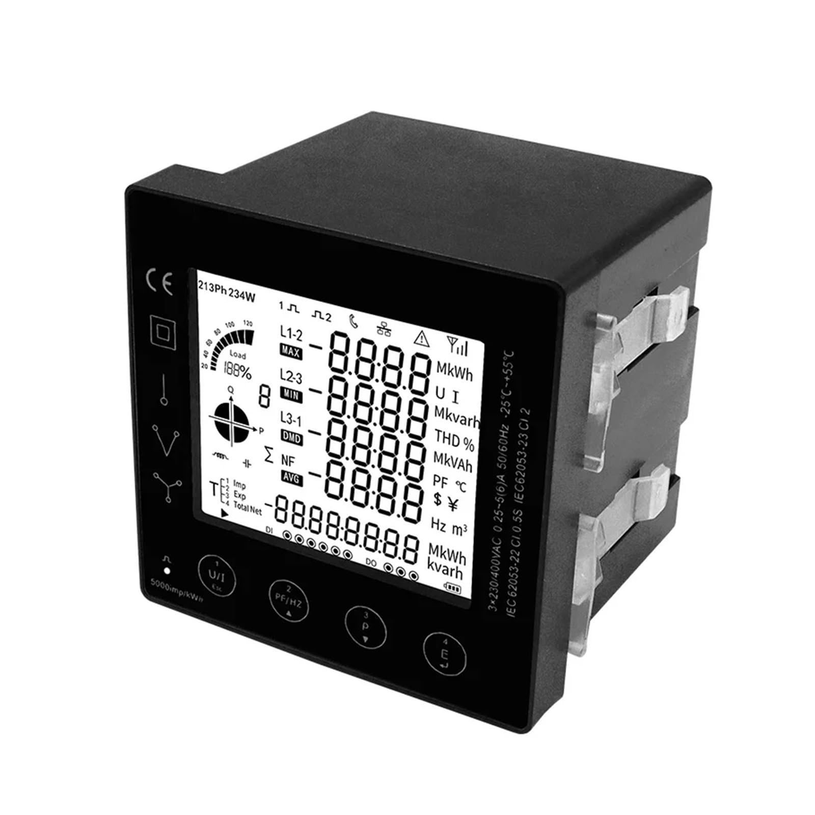 LZIKKGKI Power Panel 3 Phase Energy Meter With Current Transformer Connect 96 * 96mm RS485 PAC5000(KCT24 400 5A)