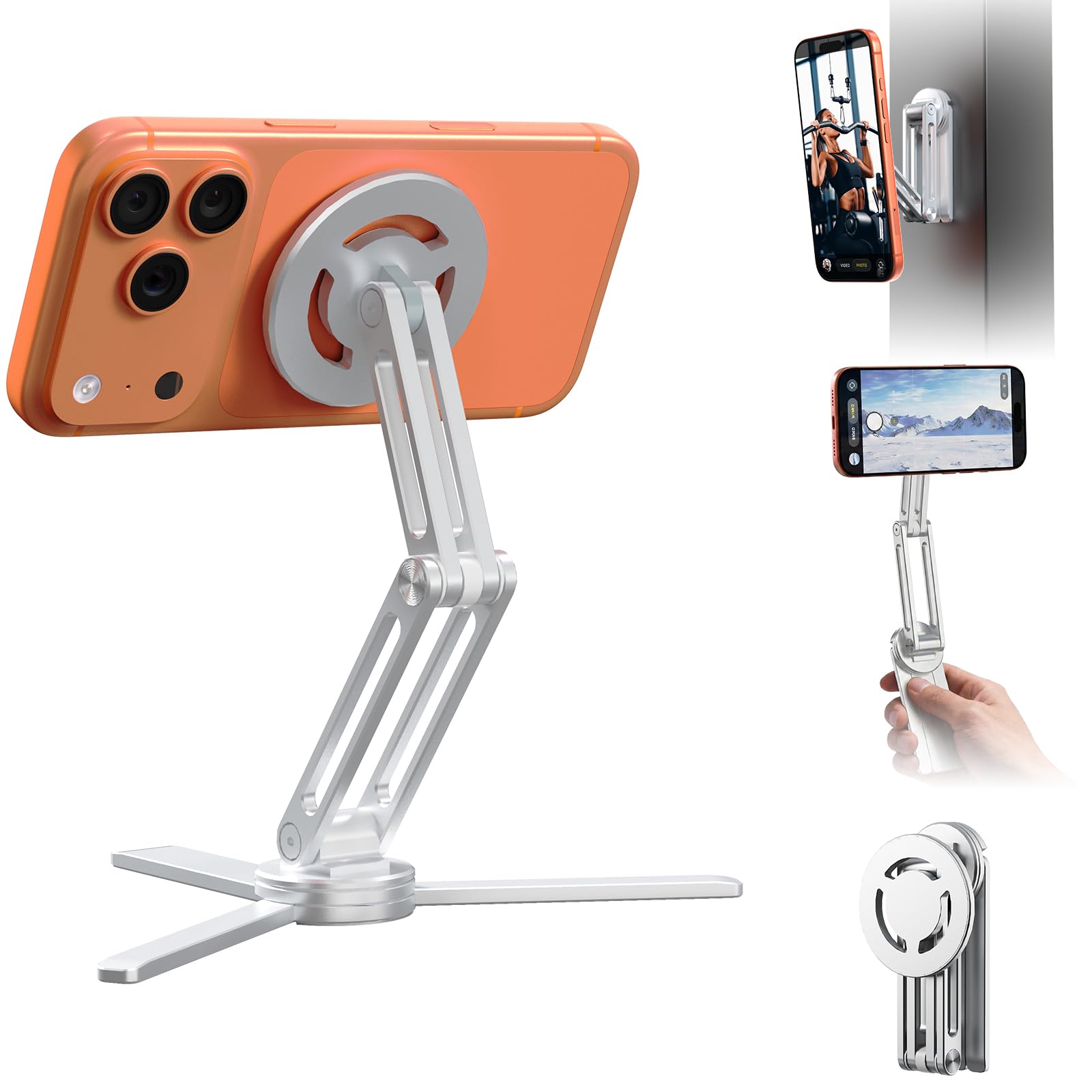 SHUWEI Mini treppiede portatile per Magsafe T680C, colore: argento