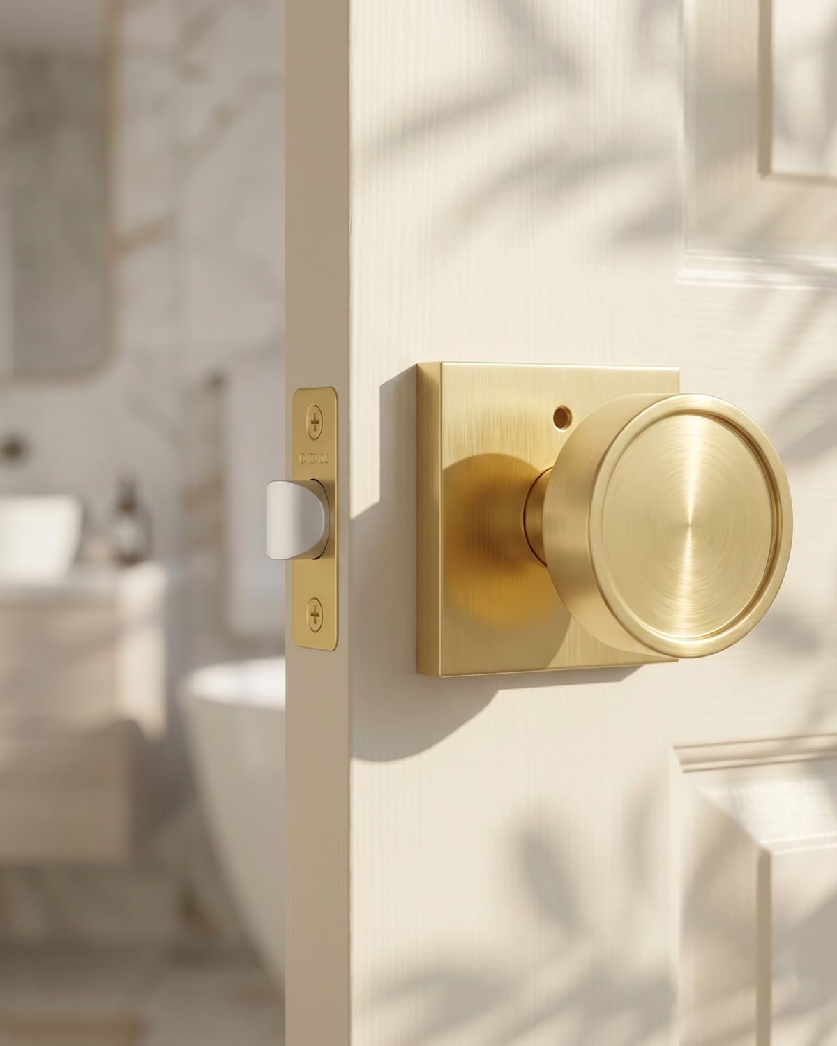 Haidms Gold Interior Door Knob, Square Privacy Door Knob (1 Pack)