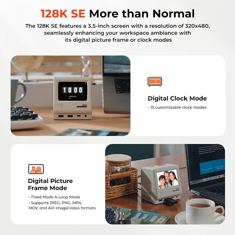 Image of RayCue 128K SE Docking Station Triple Monitor, Digital Clock /Photo Frame,13-in-1 USBC Dock Triple 4K Display for MacBook Windows, 3 HDMI, USB C Data, Ethernet, Audio, 5 USBA Ports, 45W Power Adapter