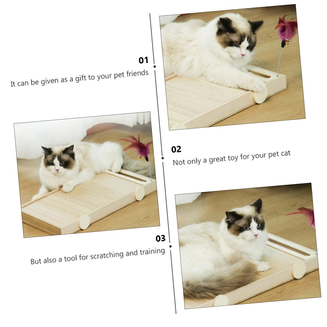 ERINGOGO Tiragraffi per Gatti in Legno, Gioco con Teaser, Board Creativo | Accessori per Animali Domestici, Mantiene Attivo Gatto, Adatto alla Sezione Pet Supply