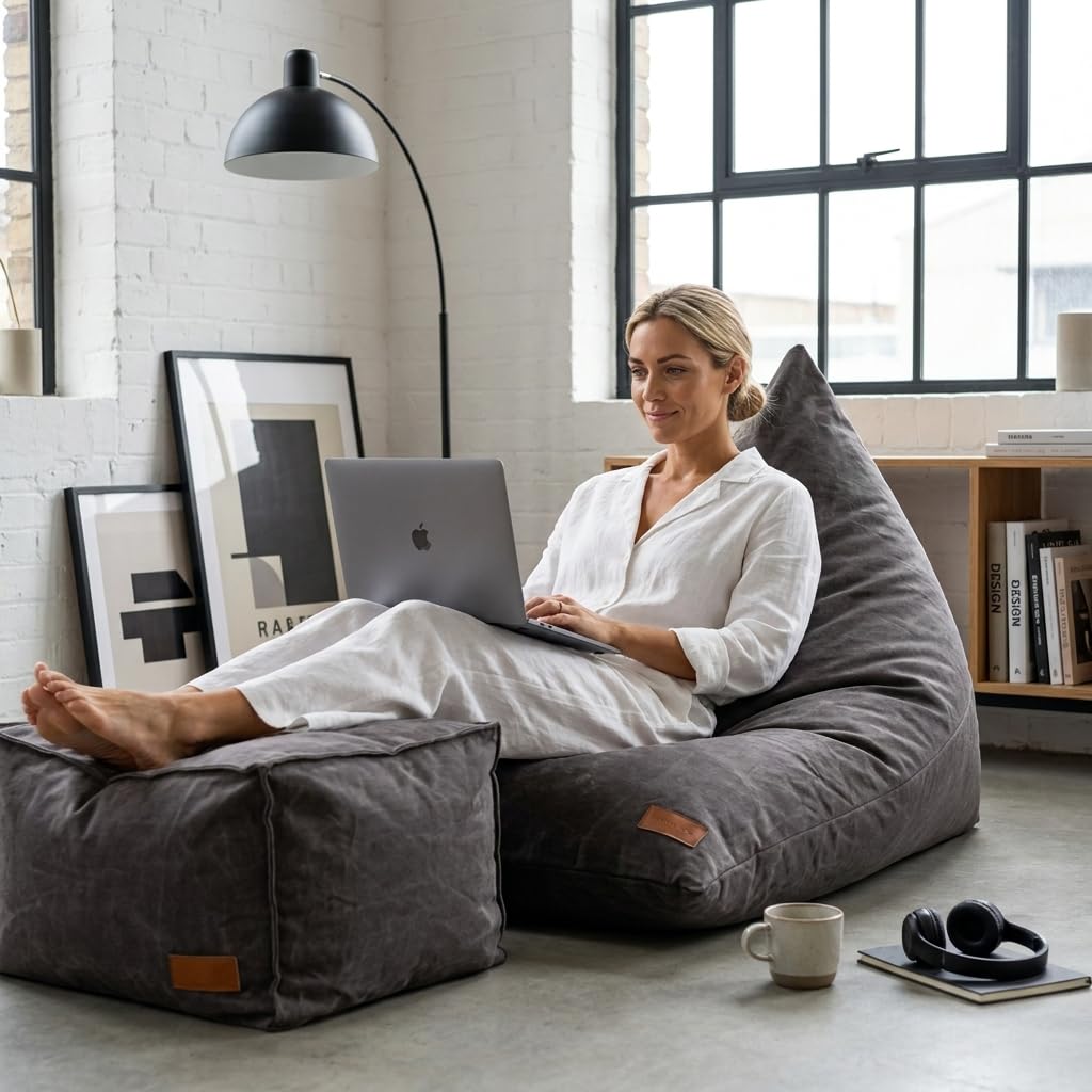 Aiire Puff con Relleno Incluido Moderno - Puf Salon XXL de Diseño para Adulto o Juvenil - Funda Desenfundable y Lavable - Puffs Infantiles XXL - Bean Bag Chair Gamer Gigante con Reposapiés