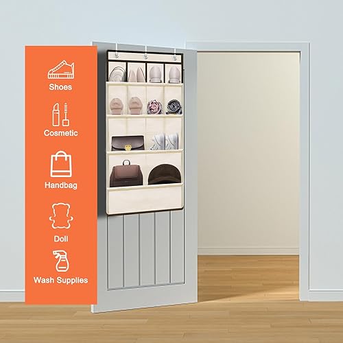 Miniatura 2 de YOKMIVEM Organizador de zapatos sobre la puerta para armario, organizador de zapatos corto colgante con grandes bolsillos profundos, soporte para
