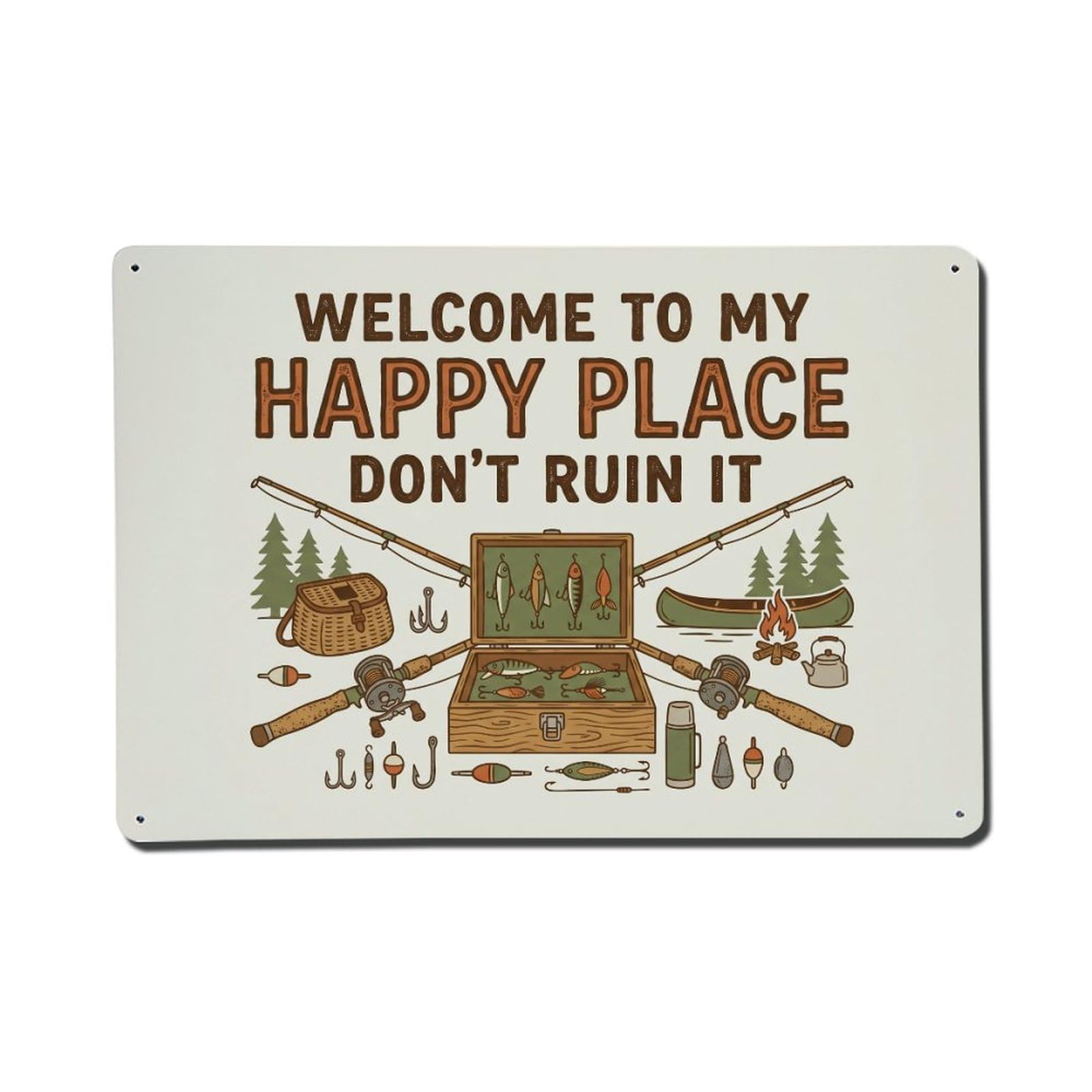 Vintage Fishing Tackle Cabin Humor Metal Tin Sign Plaque Wall Decor for Cafe, Club Bar, Office, Home Garden Metal Poster 8x12Inch