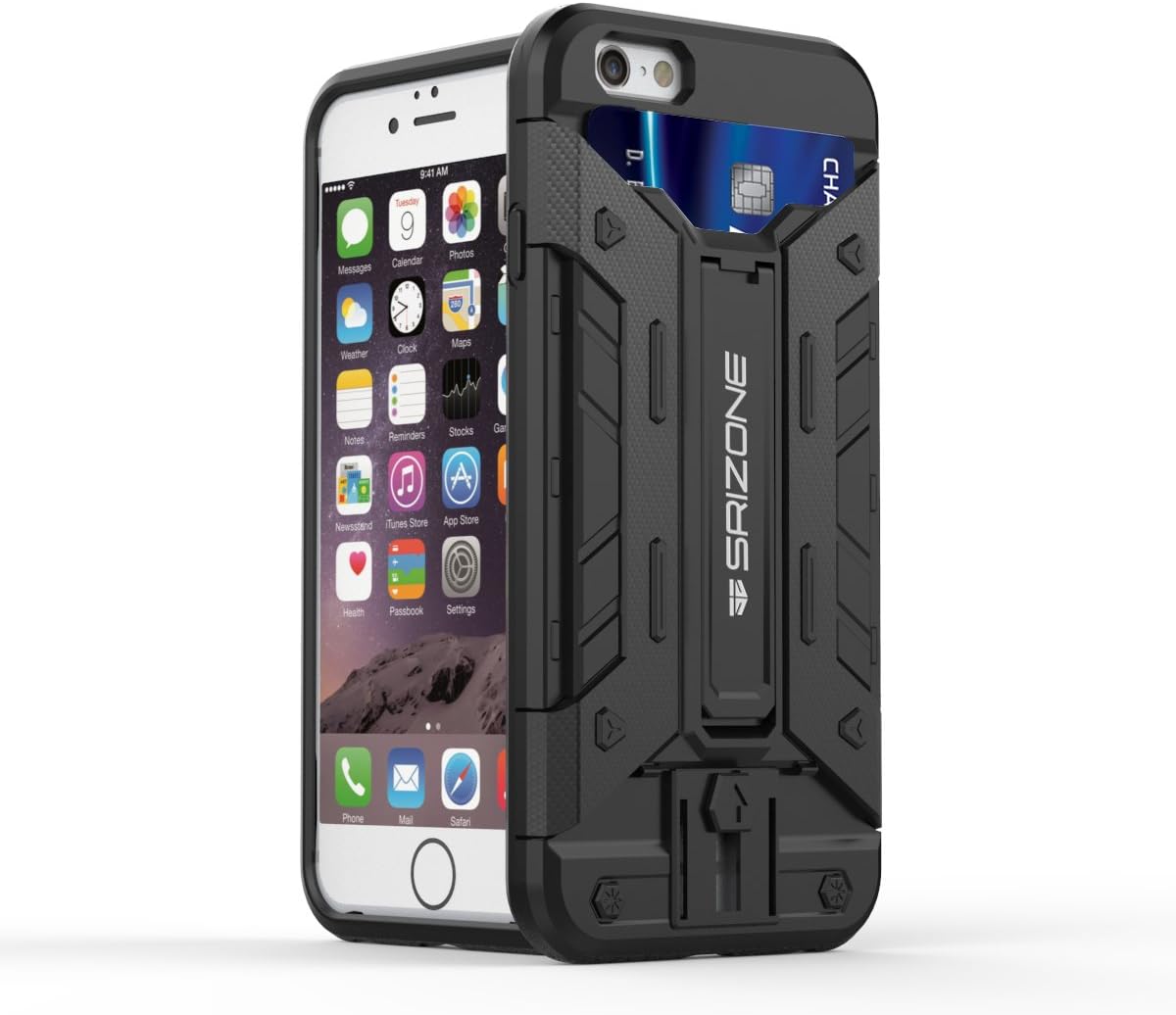 iPhone 6s Case, SRIZONE [Card Slot Series] Shock-Absorption | Kickstand | Hybrid Dual Layer Armor Cover Case for Apple iPhone 6 (2014) and iPhone 6S (2015) (Black)